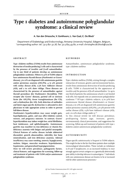 Type 1 Diabetes and Autoimmune Polyglandular Syndrome: a Clinical Review