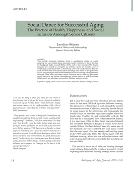 Social Dance for Successful Aging Articles