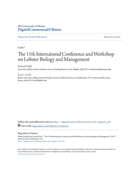 The 11Th International Conference and Workshop on Lobster Biology and Management, Hosted by the University of Maine and Boston University in Portland, Maine