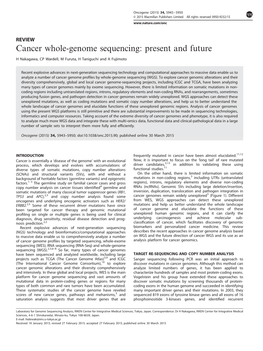 Cancer Whole-Genome Sequencing: Present and Future