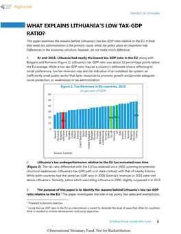 What Explains Lithuania's Low Tax-Gdp Ratio?