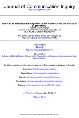 The Web As Television Reimagined?