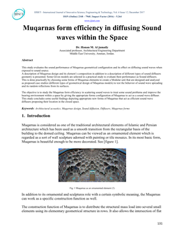 Muqarnas Form Efficiency in Diffusing Sound Waves Within the Space