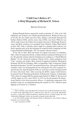 A Brief Biography of Richard D. Nelson