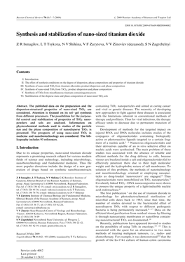 Synthesis and Stabilization of Nano-Sized Titanium Dioxide