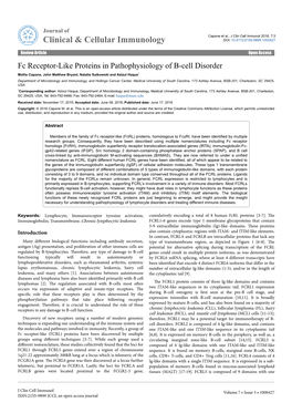 Fc Receptor-Like Proteins in Pathophysiology of B-Cell Disorder