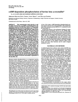 Camp-Dependent Phosphorylation of Bovine Lens Cv-Crystallin*