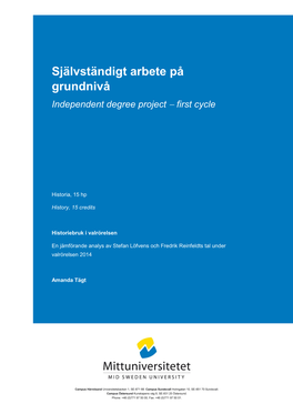 Självständigt Arbete På Grundnivå Independent Degree Project  First Cycle