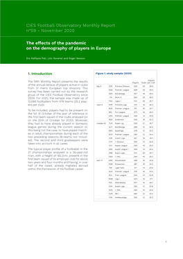 The Effects of the Pandemic on the Demography of Players in Europe CIES Football Observatory Monthly Report N°59