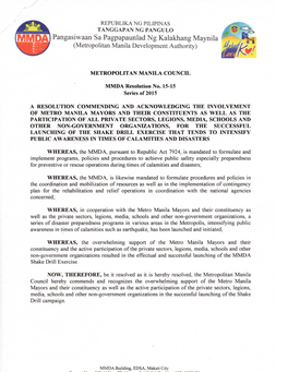 MMDA Resolution No. 15-15 Series of 2015