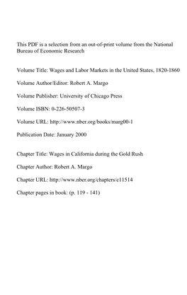 Wages in California During the Gold Rush