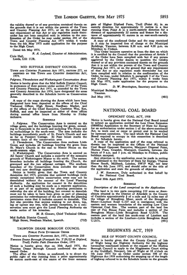 THE LONDON GAZETTE, 6Ra MAY 1975 5893 NATIONAL COAL