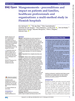 Mangomoments - Preconditions and Impact on Patients and Families, Healthcare Professionals and Organisations: a Multi-­Method Study in Flemish Hospitals