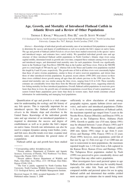 Age, Growth, and Mortality of Introduced Flathead Catfish in Atlantic Rivers and a Review of Other Populations