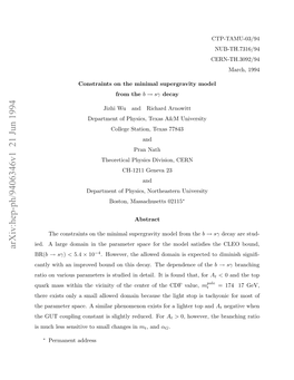 Constraints on the Minimal Supergravity Model from the B→Sγ Decay