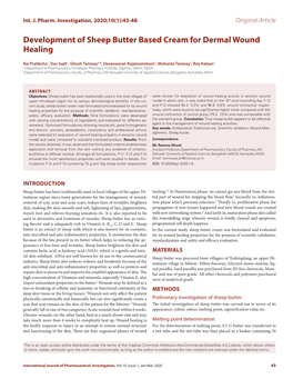 Development of Sheep Butter Based Cream for Dermal Wound Healing