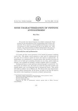 Some Characterization of Infinite Antimatroids∗