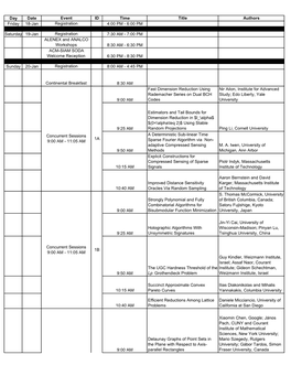 SODA08 Schedule