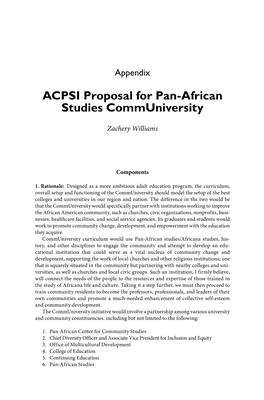 ACPSI Proposal for Pan-African Studies Communiversity