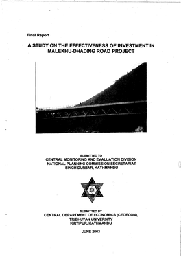 A Study on Effectiveness of Investment in Malekhu Dhading Road Project