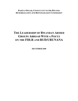 The Leadership of Rwandan Armed Groups Abroad with a Focus on the Fdlr and Rud/Urunana