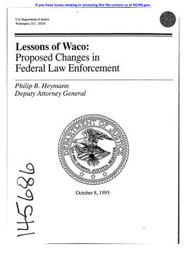 Lessons of Waco: Proposed Changes in Federal Law Enforcement