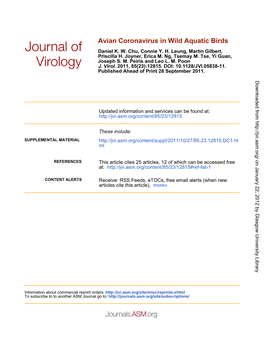 Avian Coronavirus in Wild Aquatic Birds