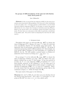 On Groups of Diffeomorphisms of the Interval with Finitely Many Fixed