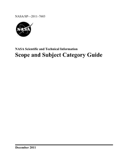 Scope and Subject Category Guide