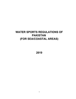 Water Sports Regulations of Pakistan (For Sea/Coastal Areas)