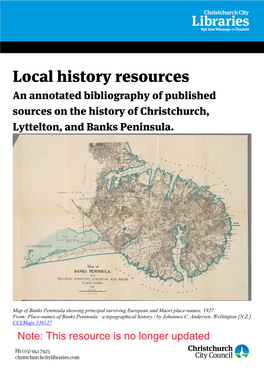 An Annotated Bibliography of Published Sources on Christchurch