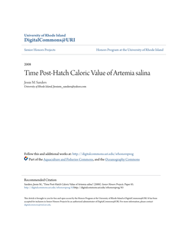 Time Post-Hatch Caloric Value of Artemia Salina Jessie M