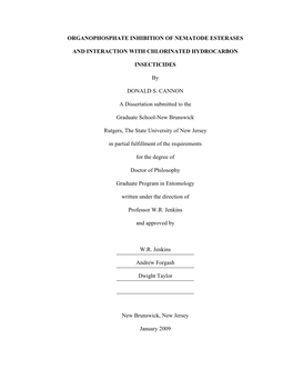 Organophosphate Inhibition of Nematode Esterases And