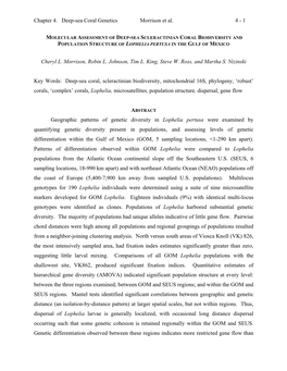 Chapter 4. Deep-Sea Coral Genetics Morrison Et Al. 4 - 1