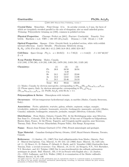 Guettardite Pb(Sb, As)2S4 C 2001-2005 Mineral Data Publishing, Version 1