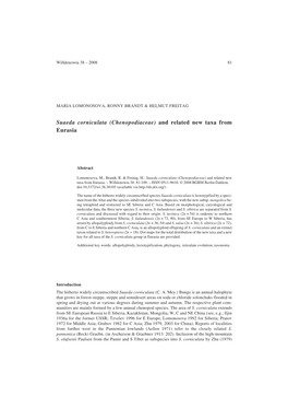 Suaeda Corniculata (Chenopodiaceae) and Related New Taxa from Eurasia