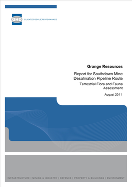Grange Resources Report for Southdown Mine Desalination Pipeline Route Terrestrial Flora and Fauna Assessment