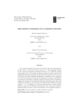 THE MEDIAN PROBLEM on K-PARTITE GRAPHS