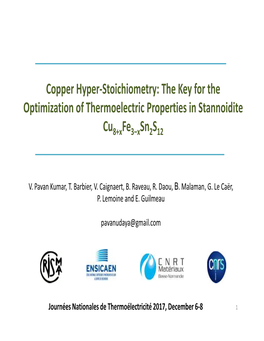 Copper Hyper-Stoichiometry: the Key for the Optimization of Thermoelectric Properties in Stannoidite