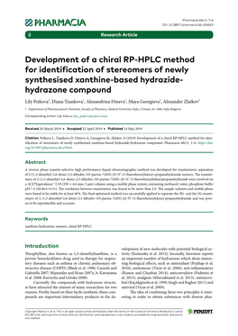 ﻿Development of a Chiral RP-HPLC Method for Identification Of