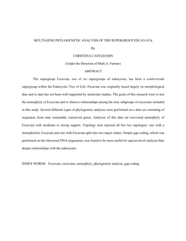 Multi-Gene Phylogenetic Analysis of the Supergroup Excavata