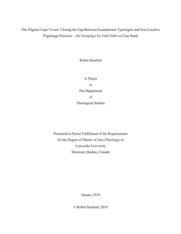 The Pilgrim Corps Vivant: Closing the Gap Between Foundational Typologies and Non-Locative Pilgrimage Practices – Die Sionpilger by Felix Fabri As Case Study