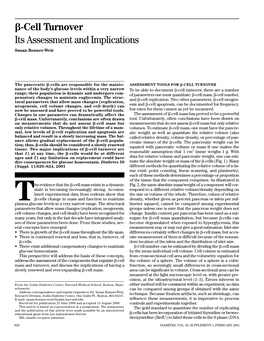 Cell Turnover Its Assessment and Implications Susan Bonner-Weir