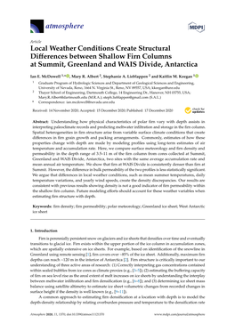 Local Weather Conditions Create Structural Differences Between Shallow Firn Columns at Summit, Greenland and WAIS Divide, Antarc