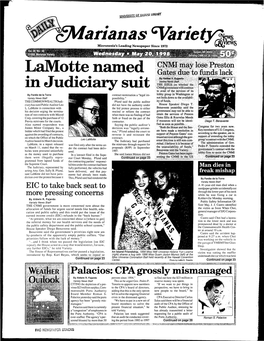 Arianas %Riet~~ Micronesia's Leading Newspaper Since 1972 ~ Evvs Lamotte Nmned in Judiciary Suit •