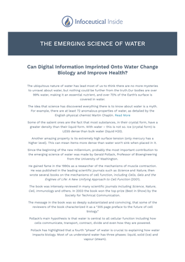 The Emerging Science of Water