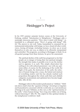 Heidegger's Project
