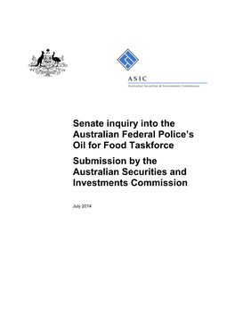 Senate Inquiry Into the Australian Federal Police's Oil for Food
