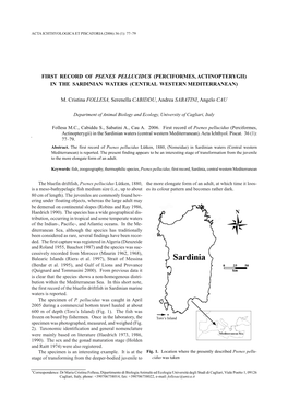 First Record of Psenes Pellucidus (Perciformes, Actinopterygii) in the Sardinian Waters (Central Western Mediterranean)