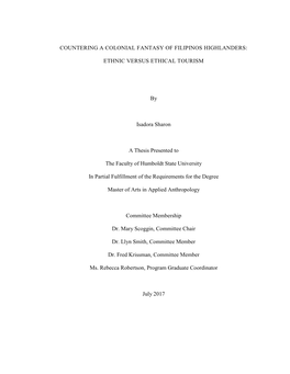 Countering a Colonial Fantasy of Filipinos Highlanders